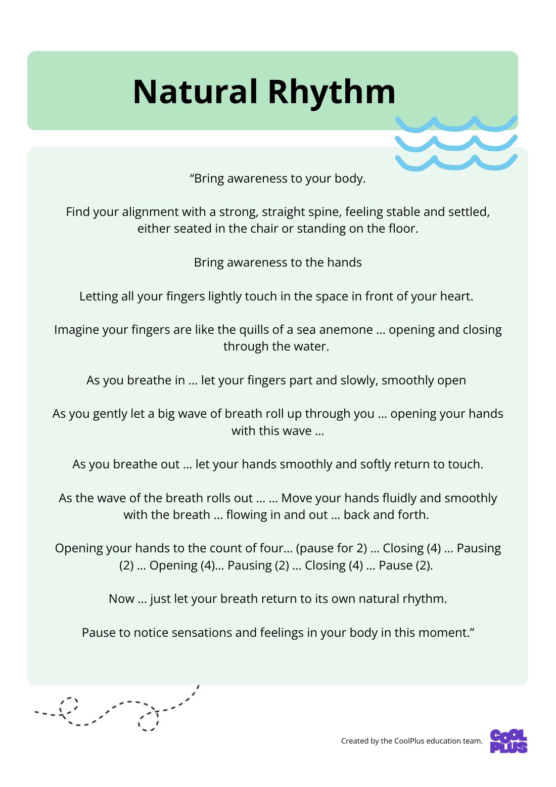 First page of Natural Rhythm Meditation Factsheet