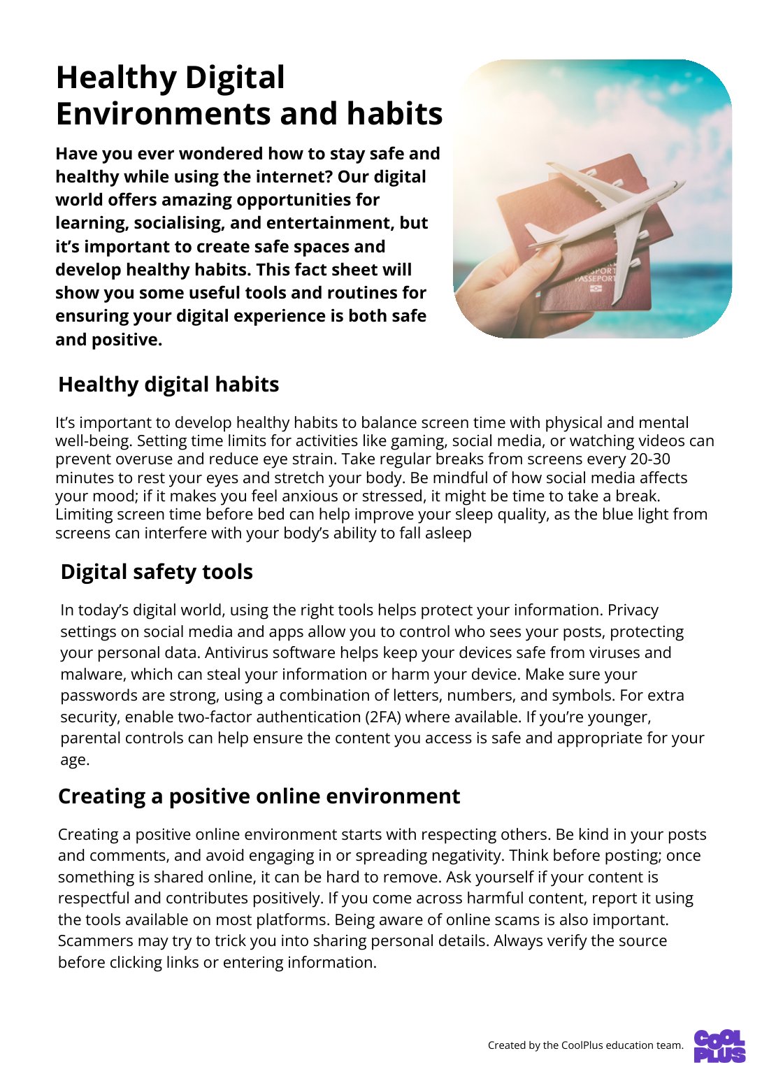 First page of Healthy Digital Habits Factsheet