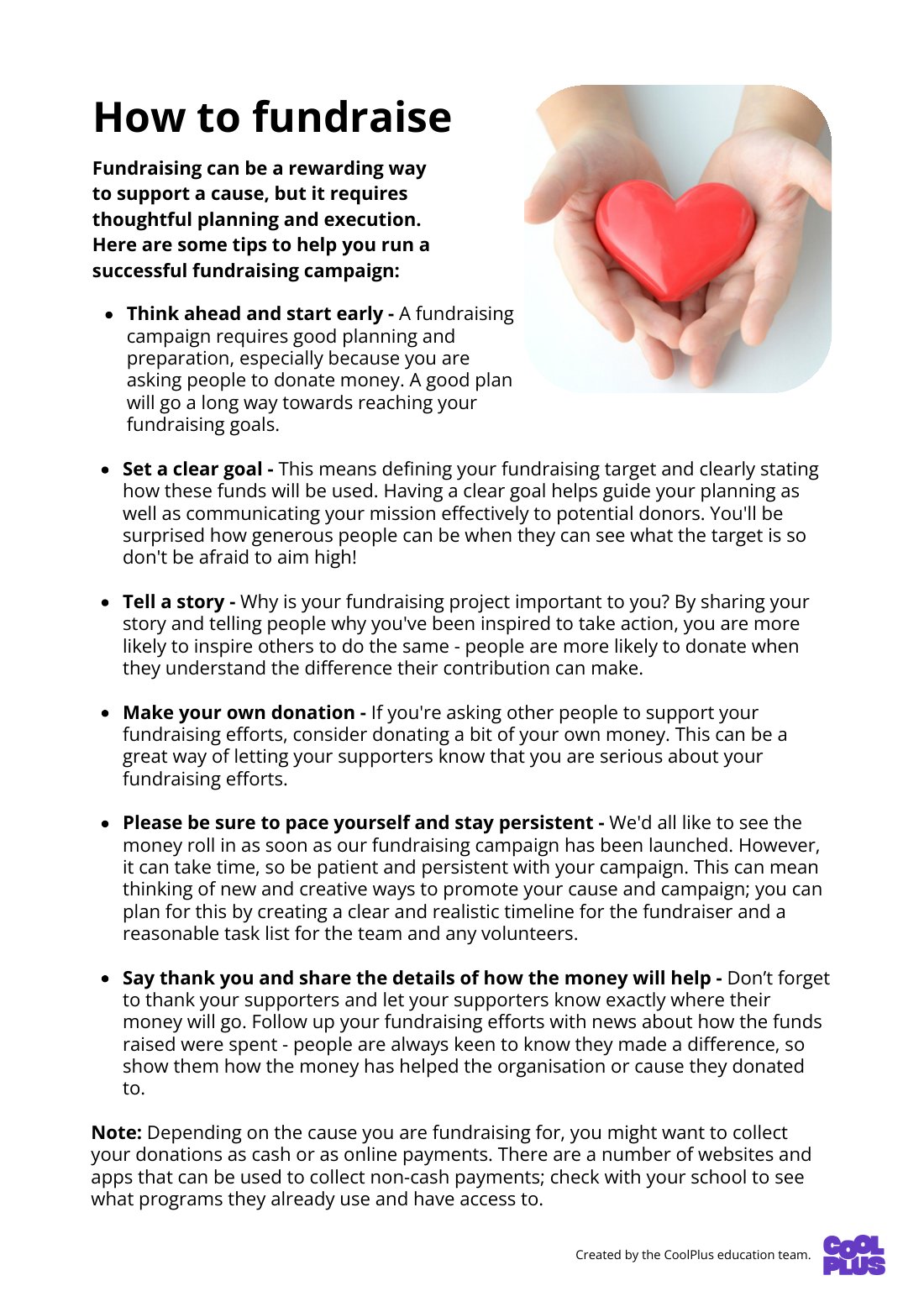 First page of How To Fundraise Factsheet
