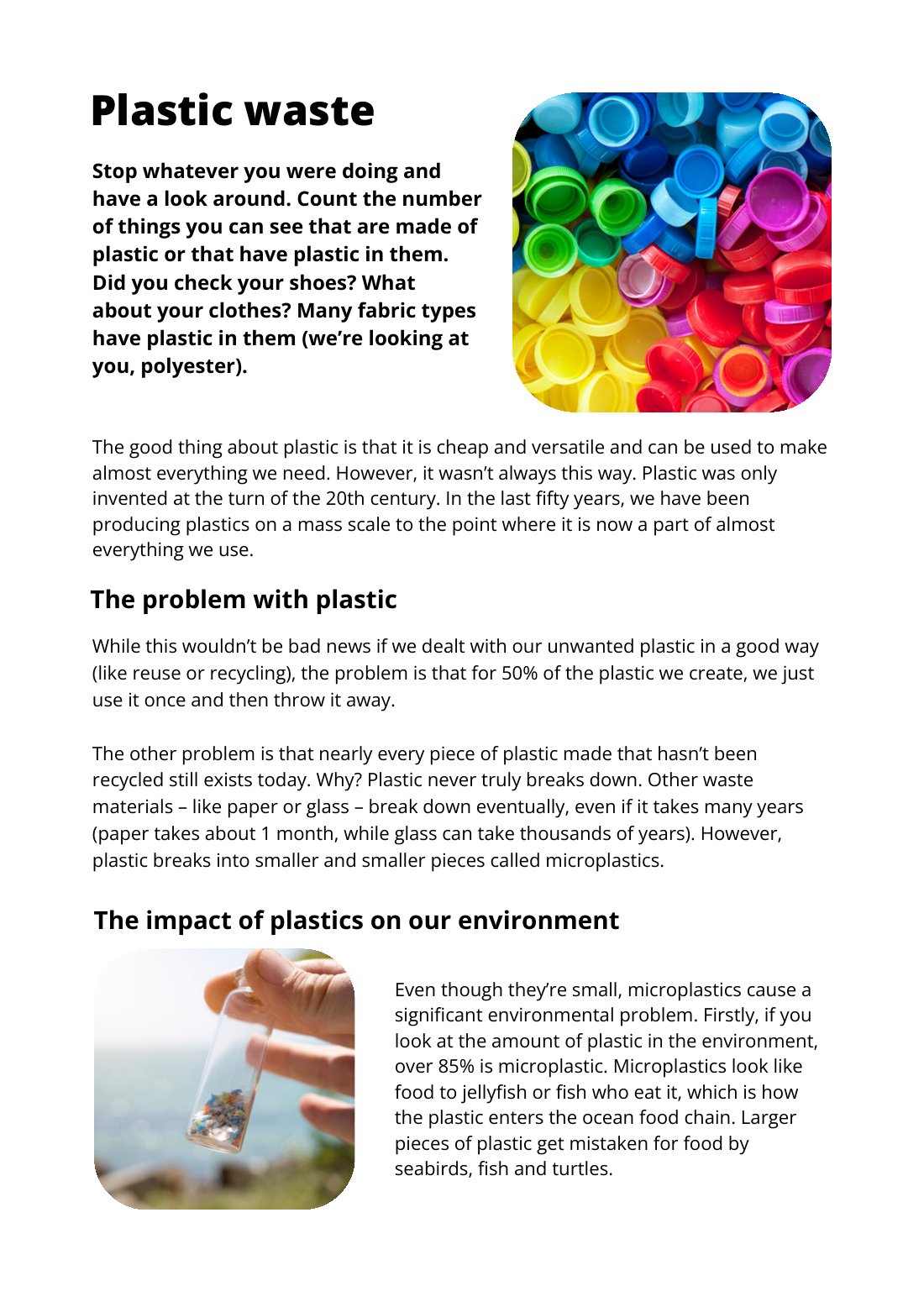 First page of Plastic Waste Factsheet