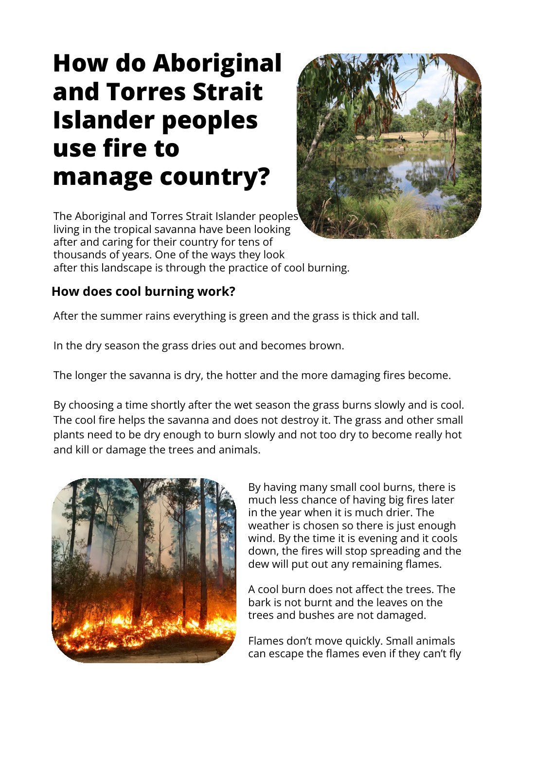 First page of How Fire is Used To Manage Country Factsheet