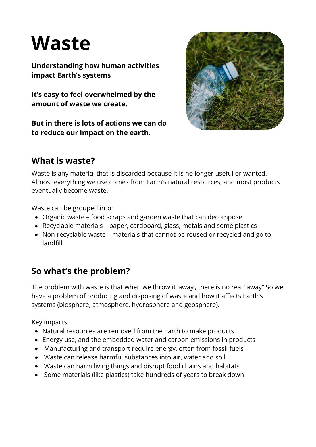 First page of Waste Secondary Factsheet