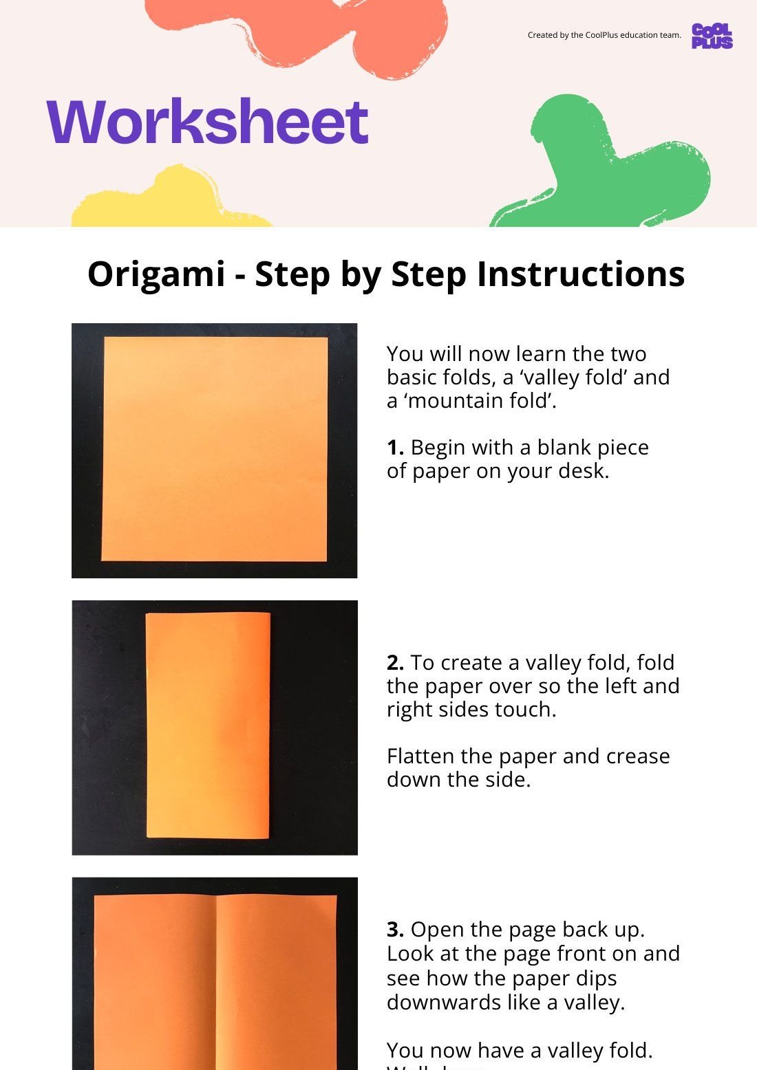 First page of STEAM: The Power of Origami Origami Instructions Factsheet