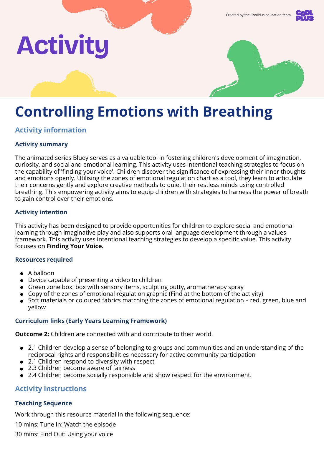 First page of Controlling Emotions with Breathing Activity