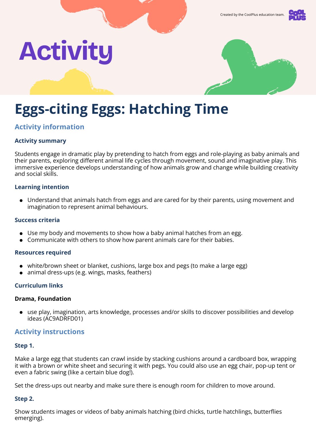 First page of Eggs-citing Eggs: Hatching Time Activity