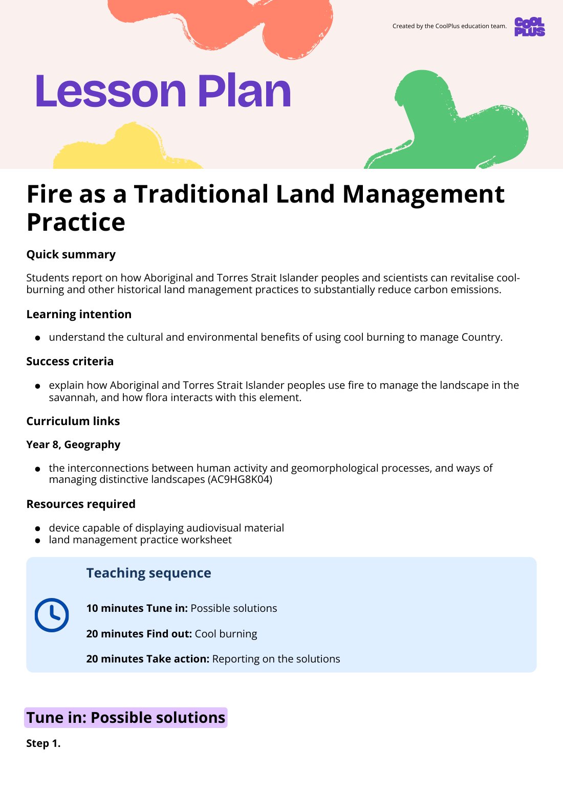 First page of Fire as a Traditional Land Management Practice