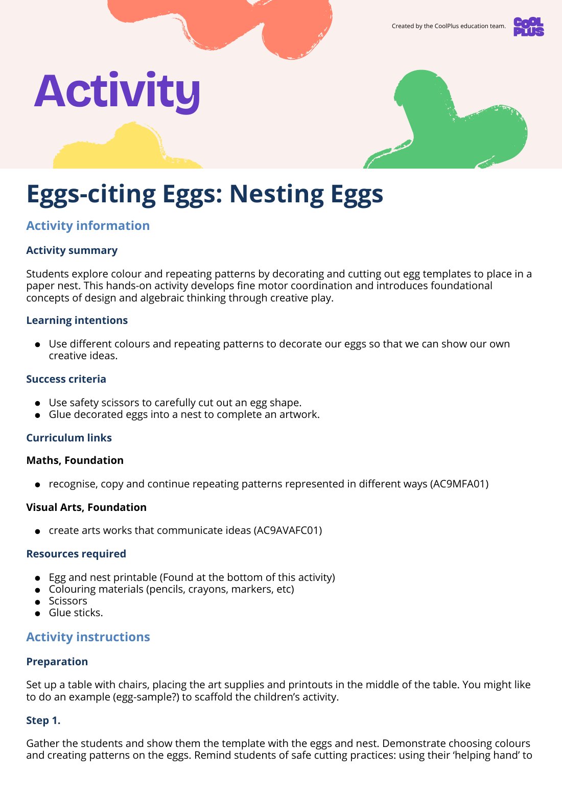 First page of Eggs-citing Eggs: Nesting Eggs