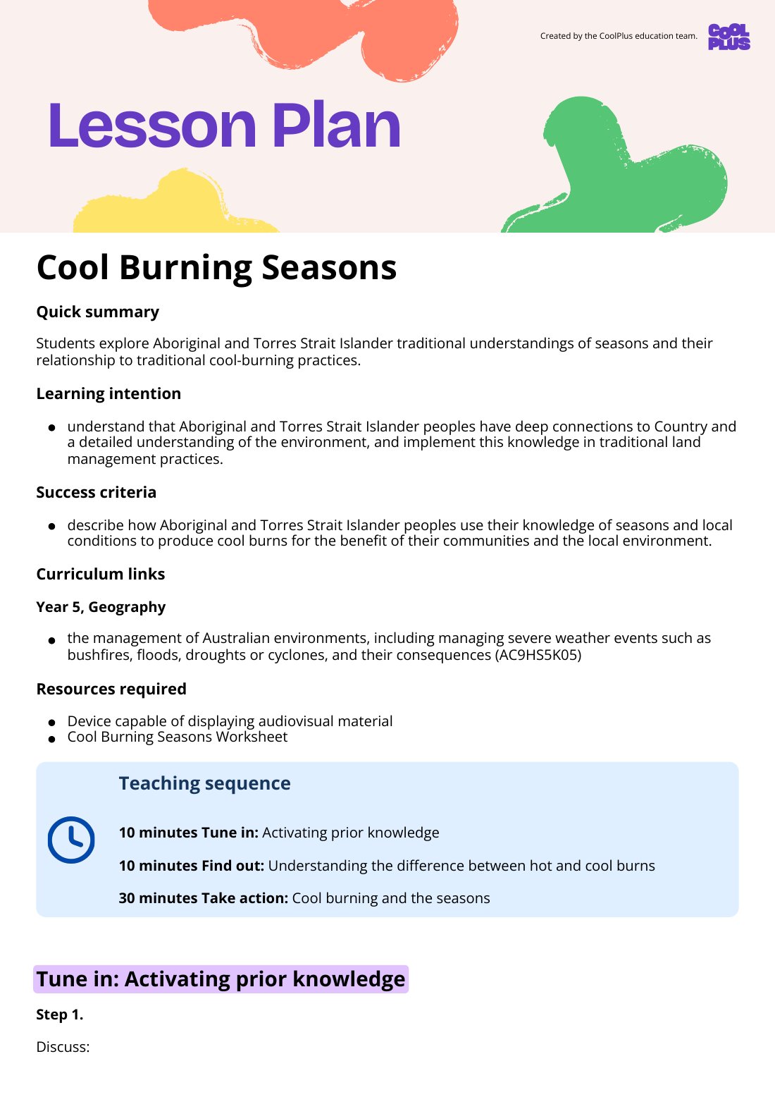 First page of Cool Burning Seasons
