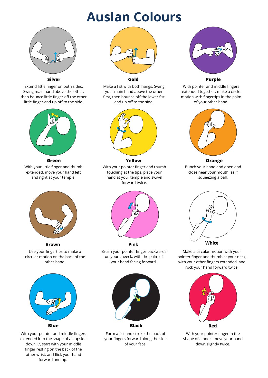 First page of AUSLAN Colour Cards