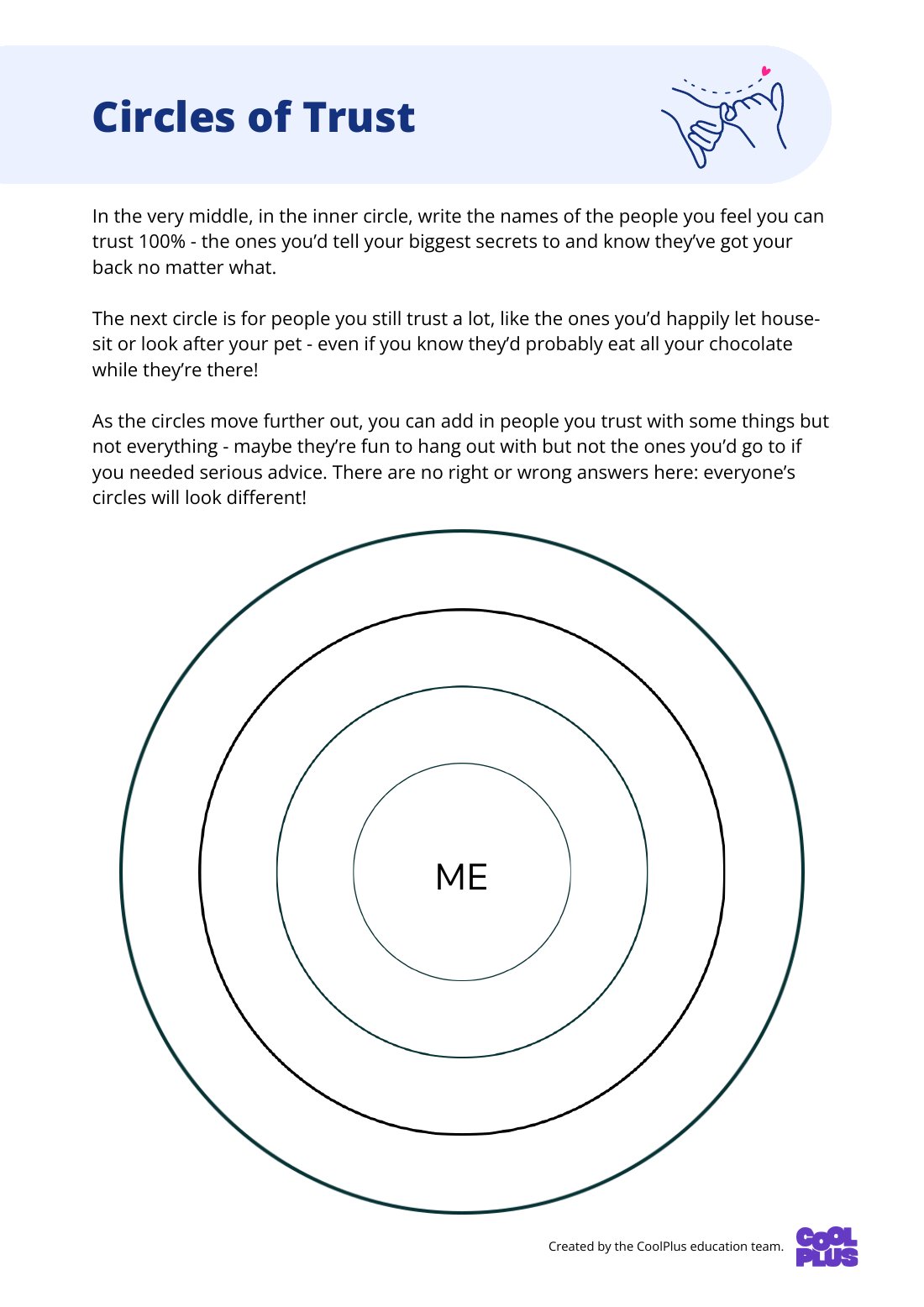 First page of Circles of Trust Digital Worksheet