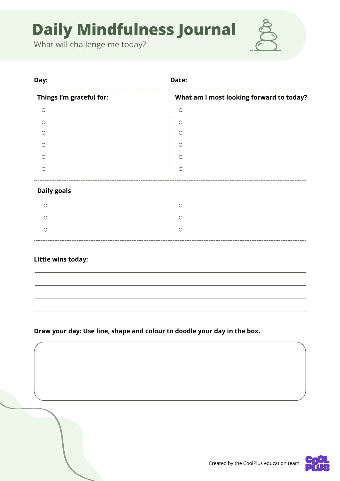 First page of Daily Mindfulness Journal Digital Worksheet