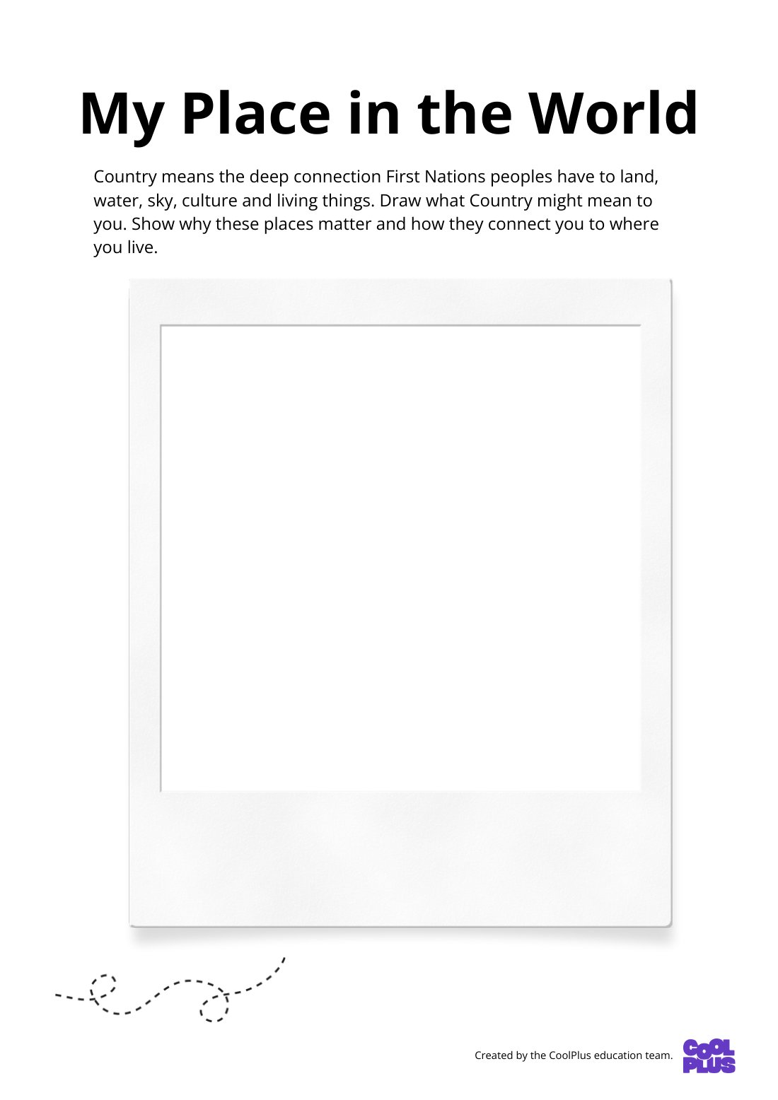 First page of My Place in the World Art Worksheet