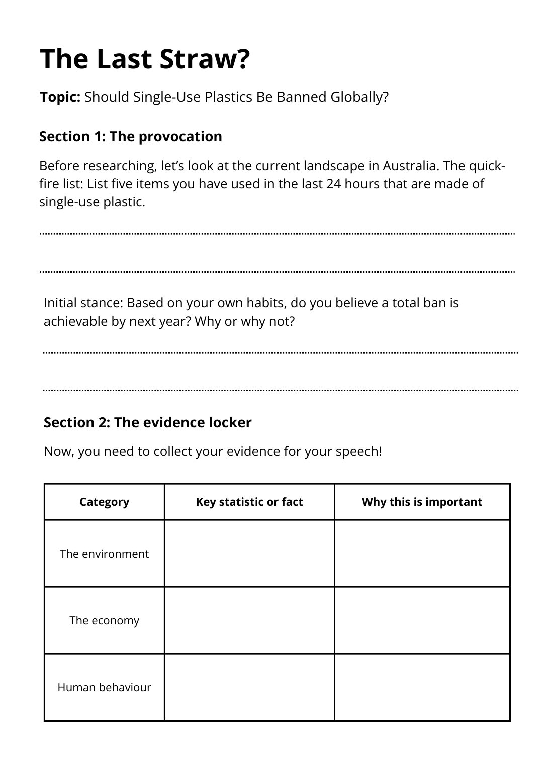 First page of The Last Straw? Worksheet