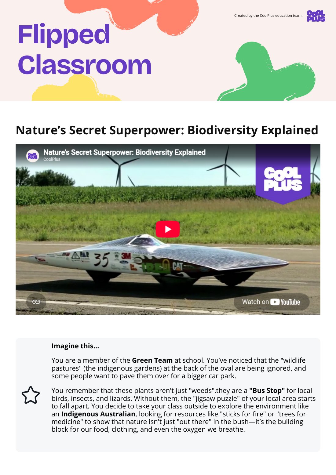 First page of Flipped Classroom Nature’s Secret Superpower: Biodiversity Explained Worksheet
