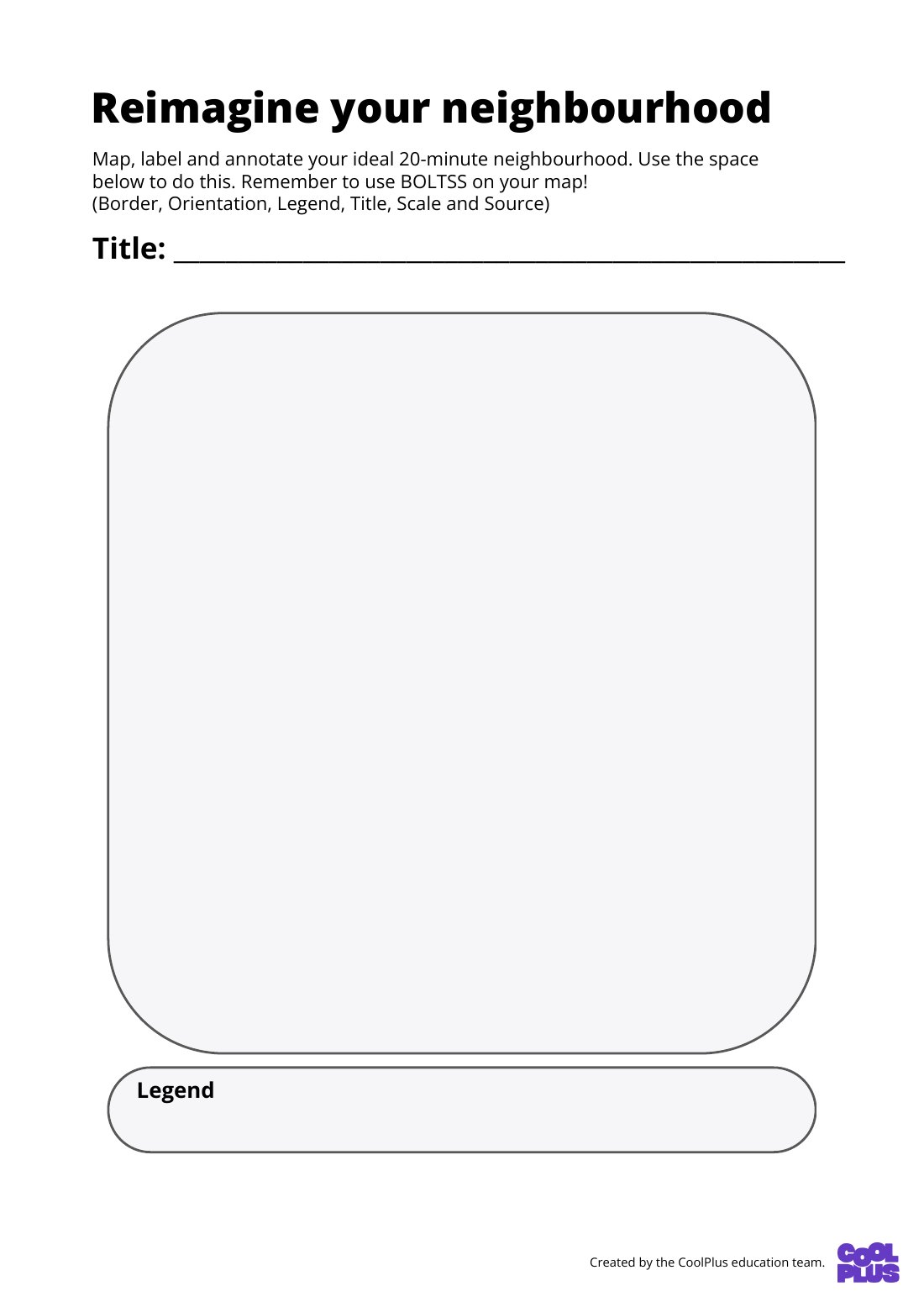 First page of Liveability and Sustainable Communities Reimagine My Neighbourhood Worksheet