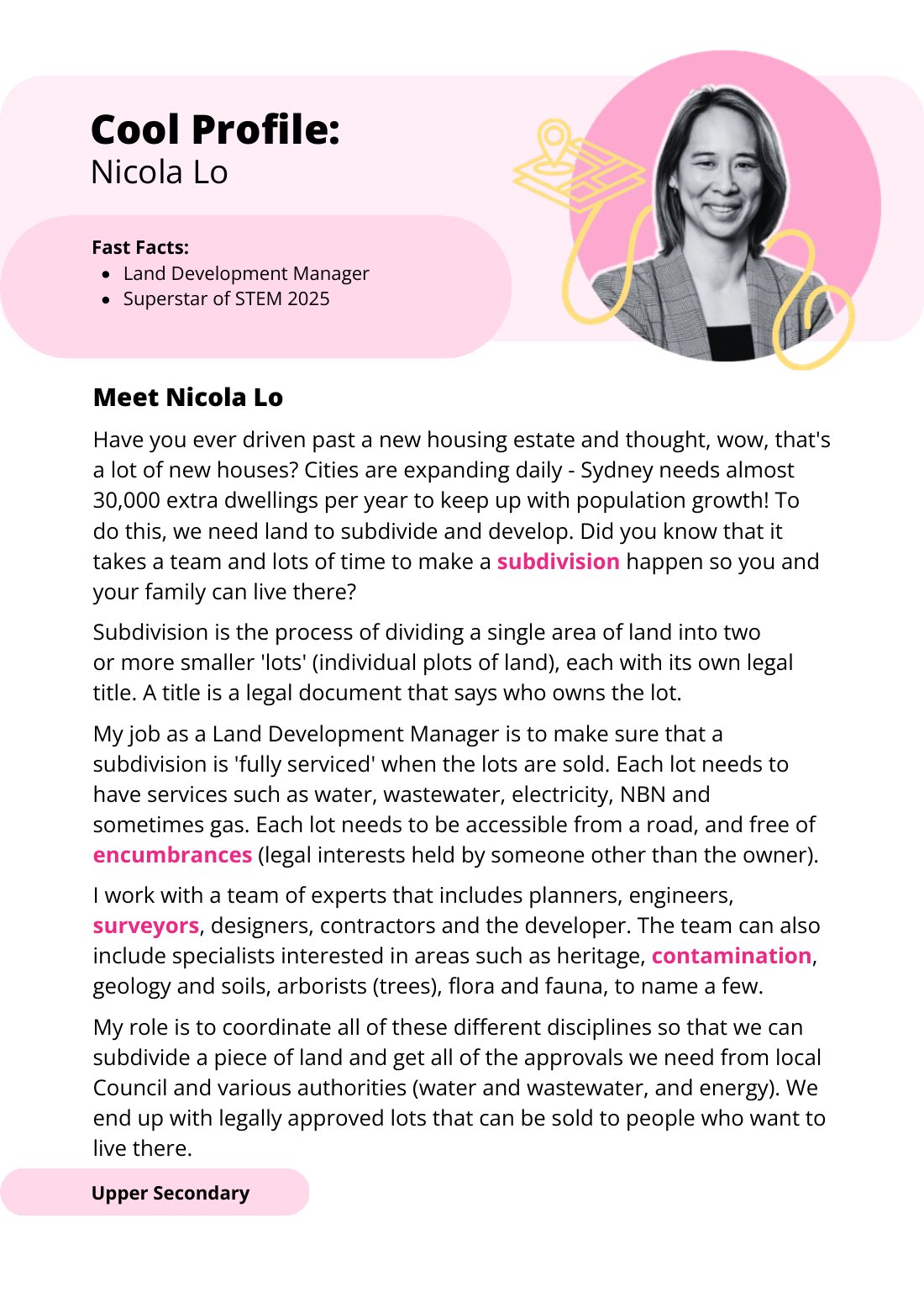 First page of Superstars of STEM Cool Profile Nicola Lo Digital Worksheet