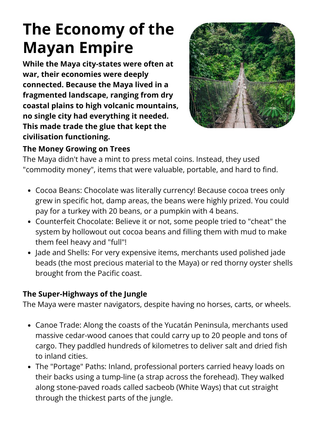 First page of The Economy of the Mayan Empire Wprksheet
