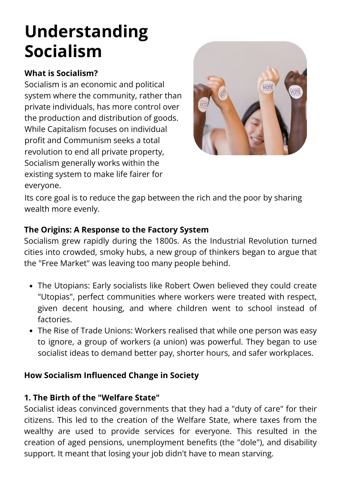 First page of Understanding Socialism Worksheet