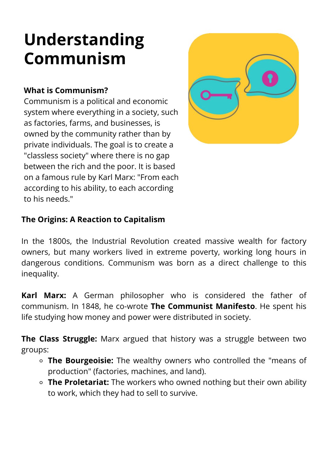 First page of Understanding Communism Worksheet