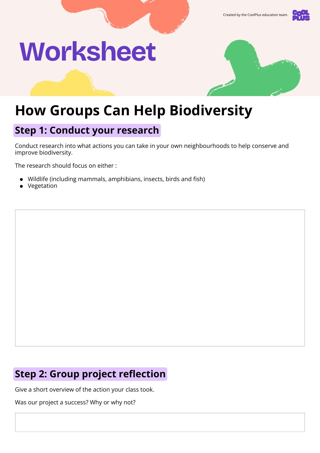 First page of How Groups Can Help Biodiversity Worksheet