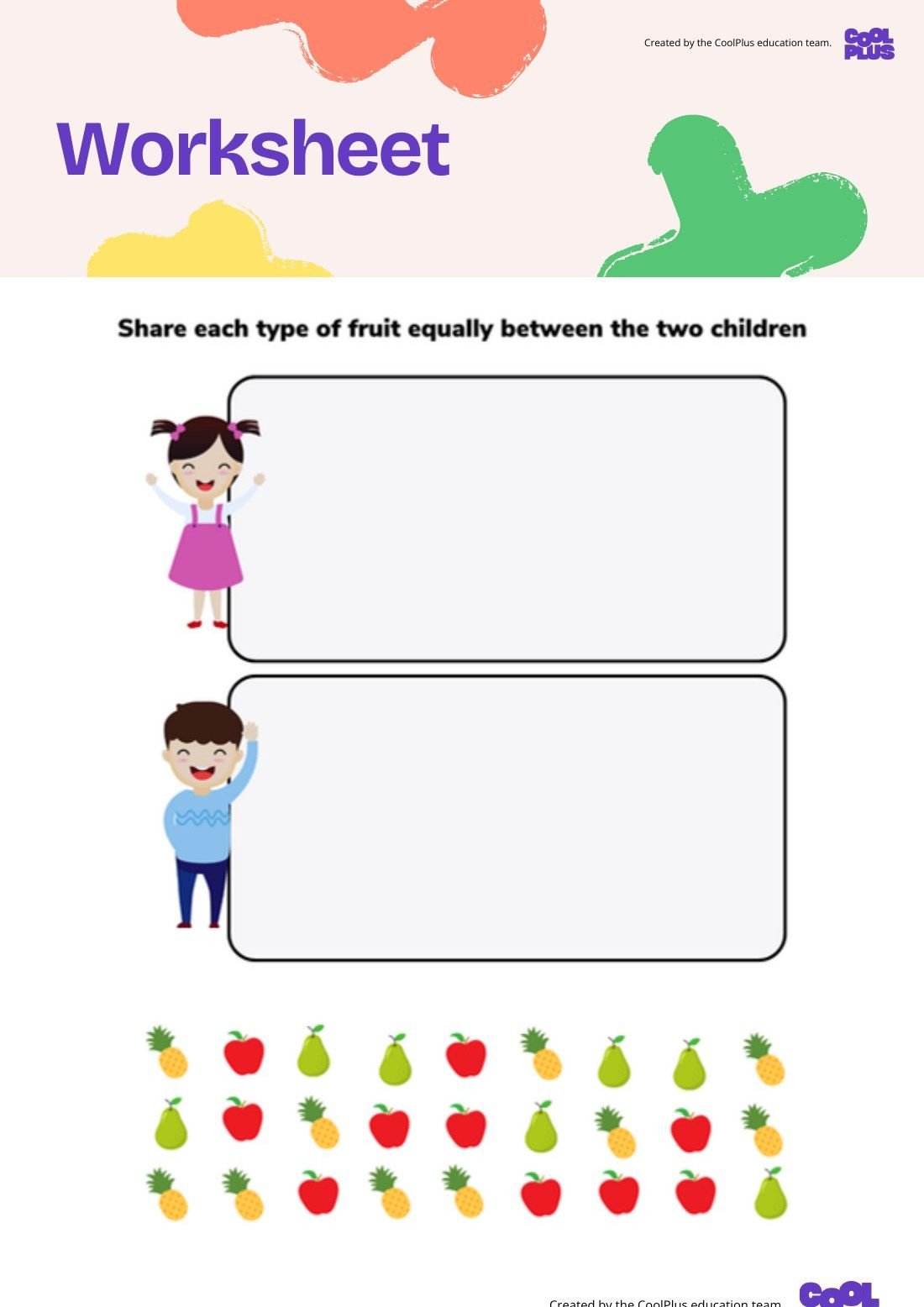First page of Sharing and Creating Fair Portions Student Worksheet