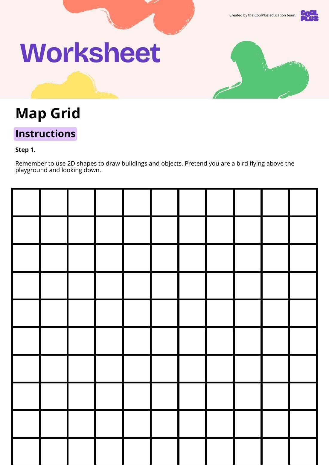 First page of Mapping Natural Treasures: Map Grid Worksheet