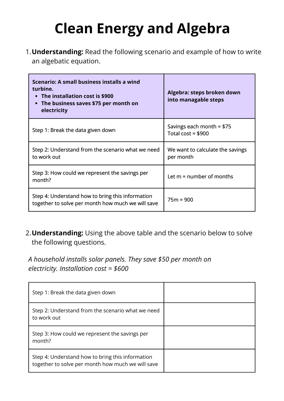First page of Clean Energy and Algebra