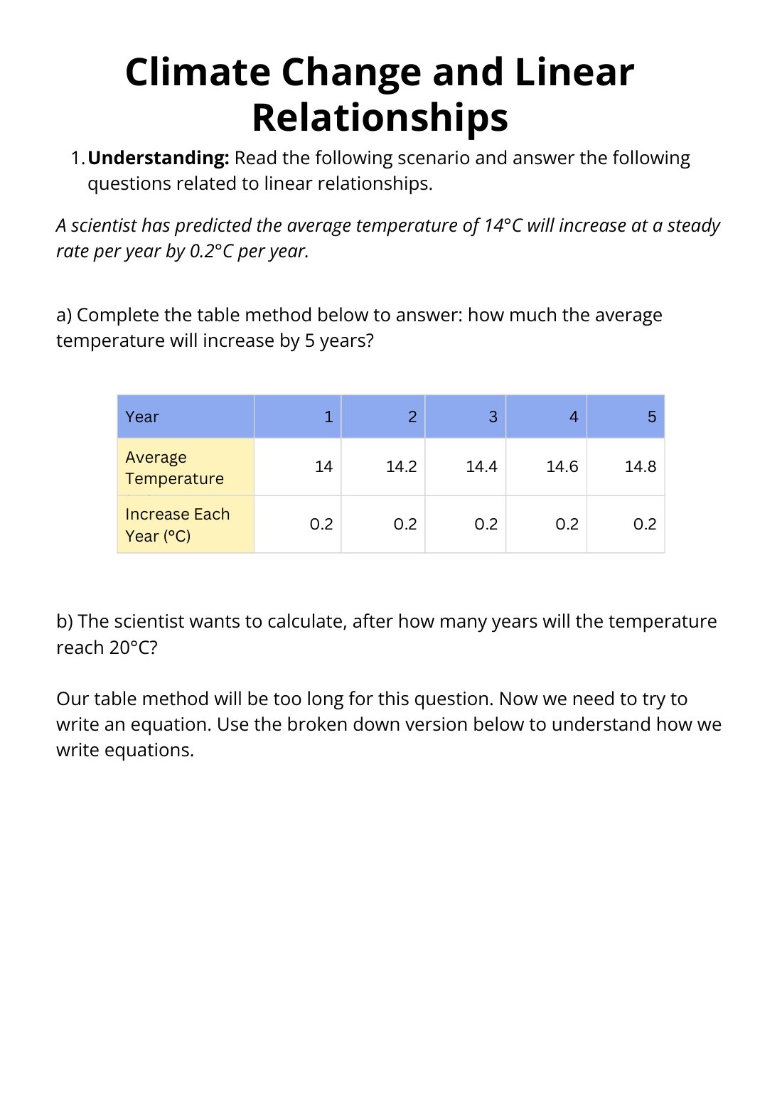 First page of Climate Change and Linear Relationships