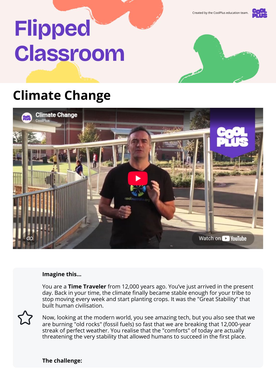 First page of Flipped Classroom Climate Change Worksheet