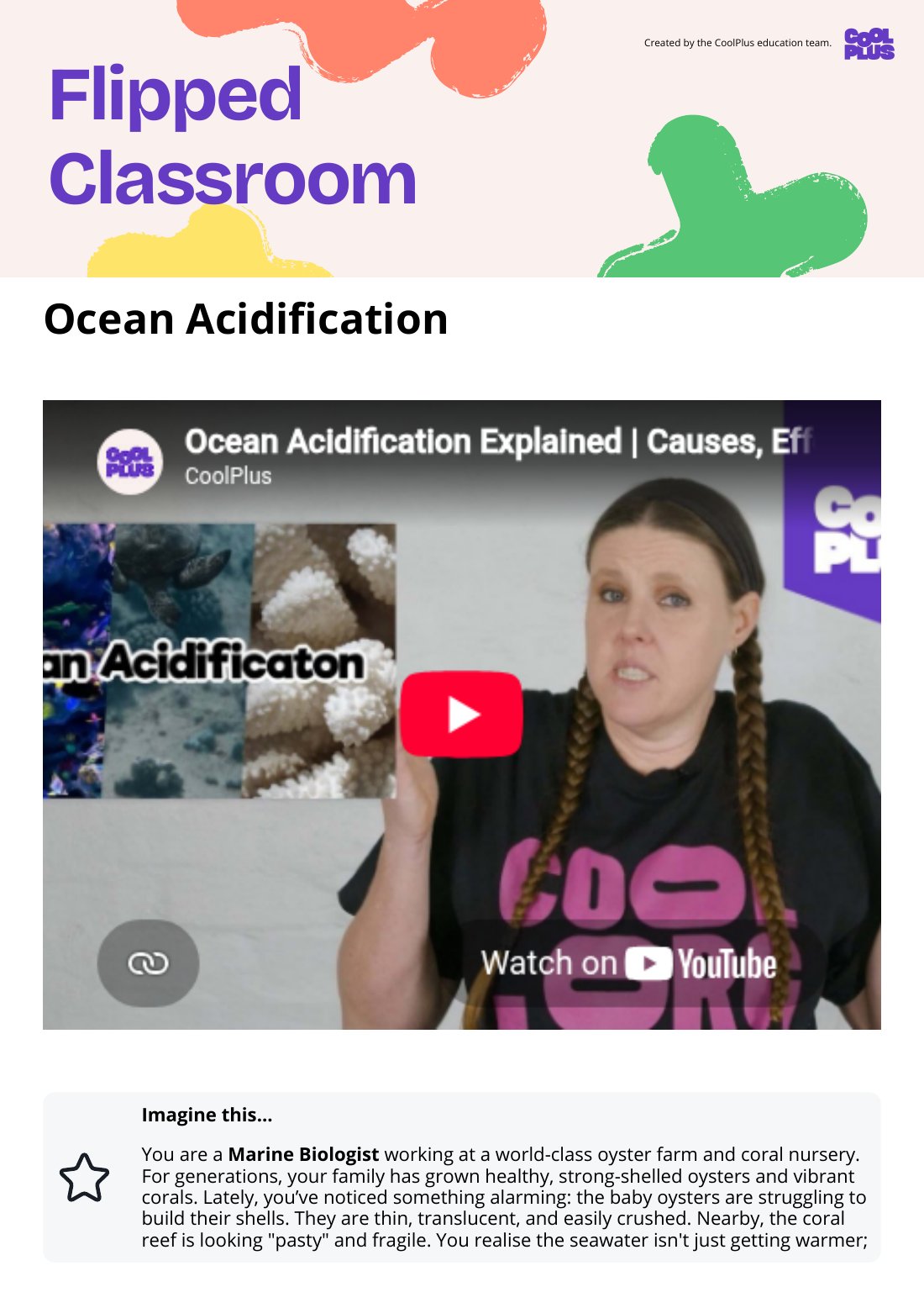 First page of Flipped Classroom Ocean Acidification Worksheet