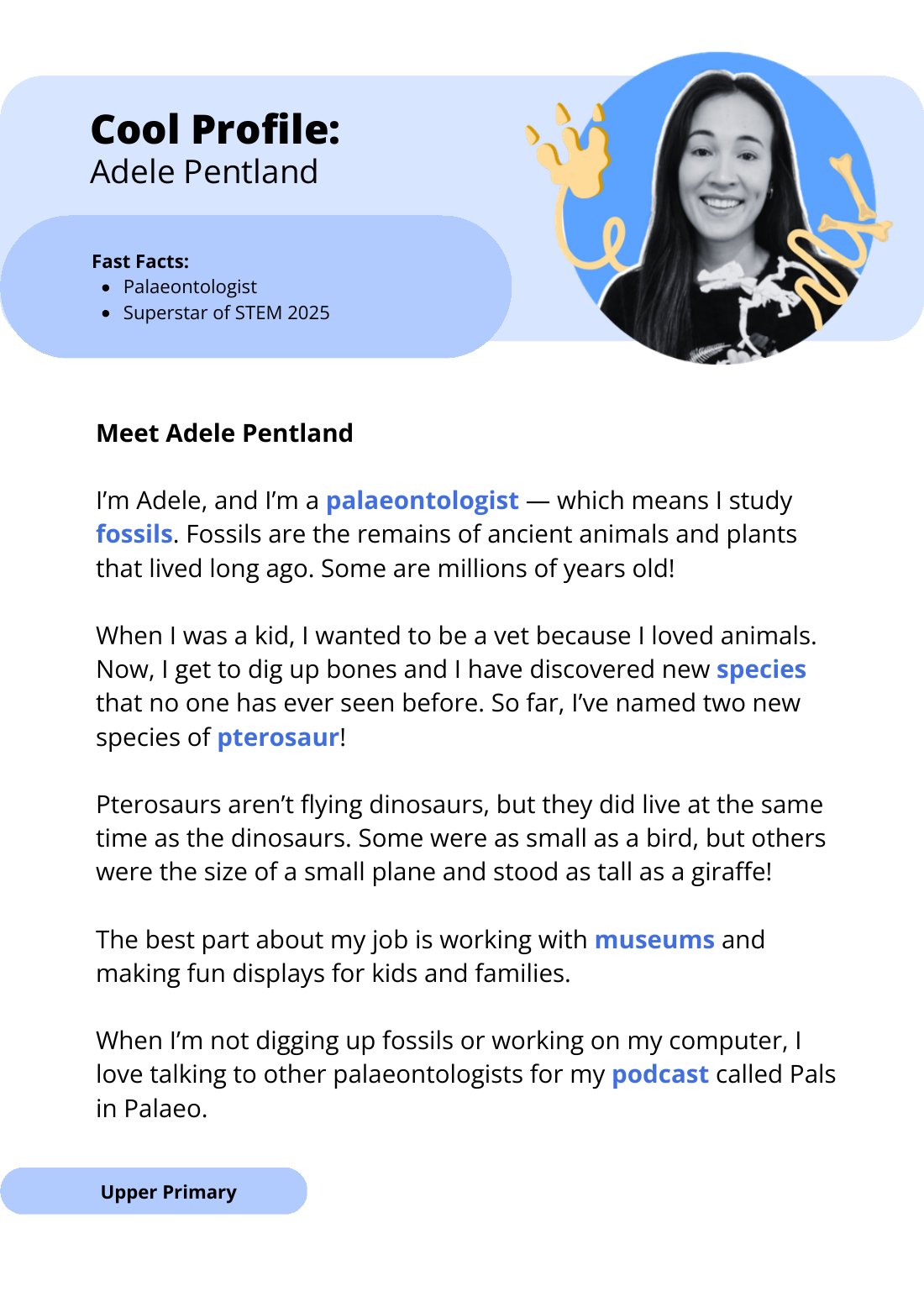 First page of Superstars of STEM Cool Profile Adele Pentland Digital Worksheet
