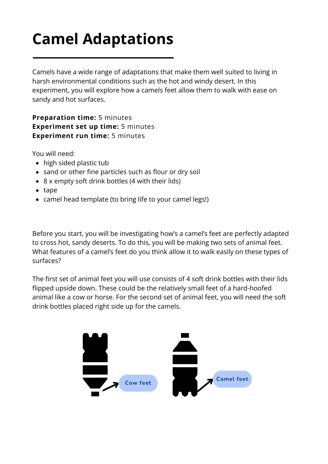 First page of Camel Adaptation Science Experiment