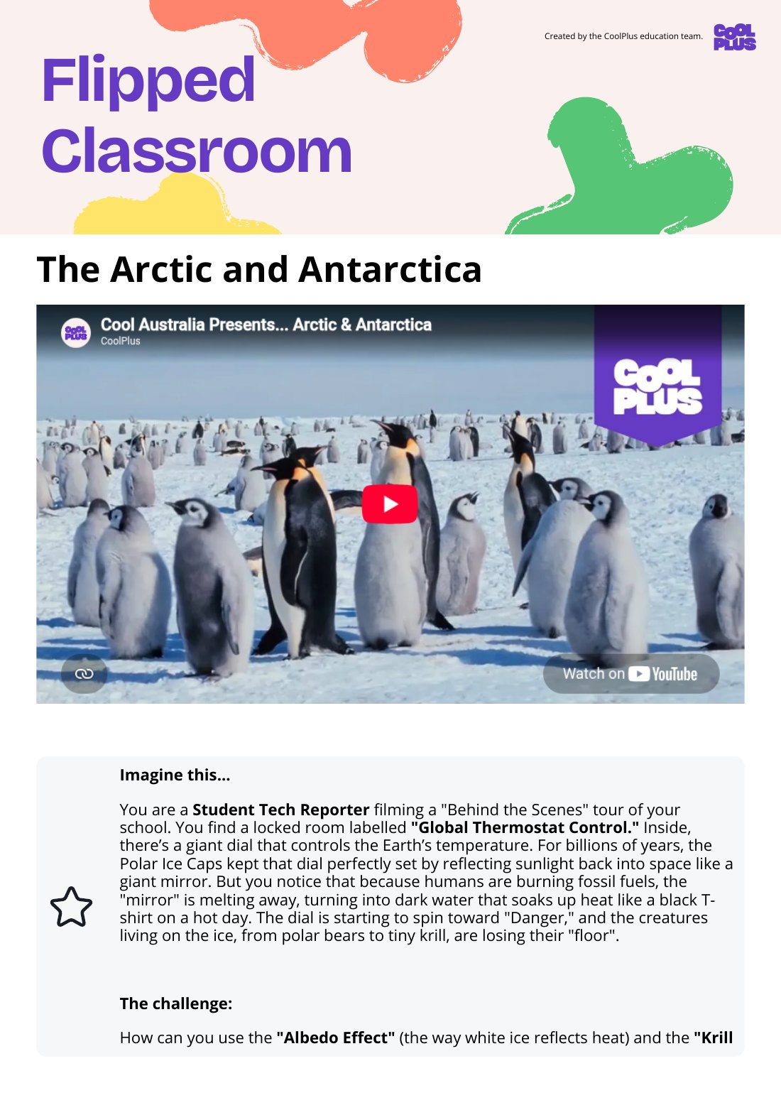 First page of Flipped ClassroomThe Arctic and Antarctica Worksheet