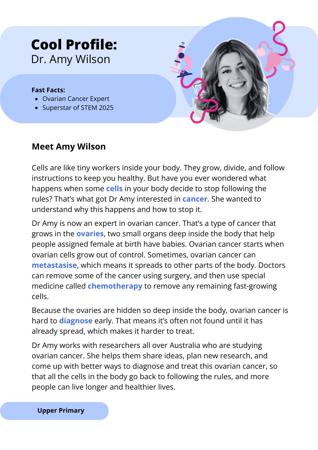 First page of Superstars of STEM Cool Profile Dr Amy Wilson Digital Worksheet