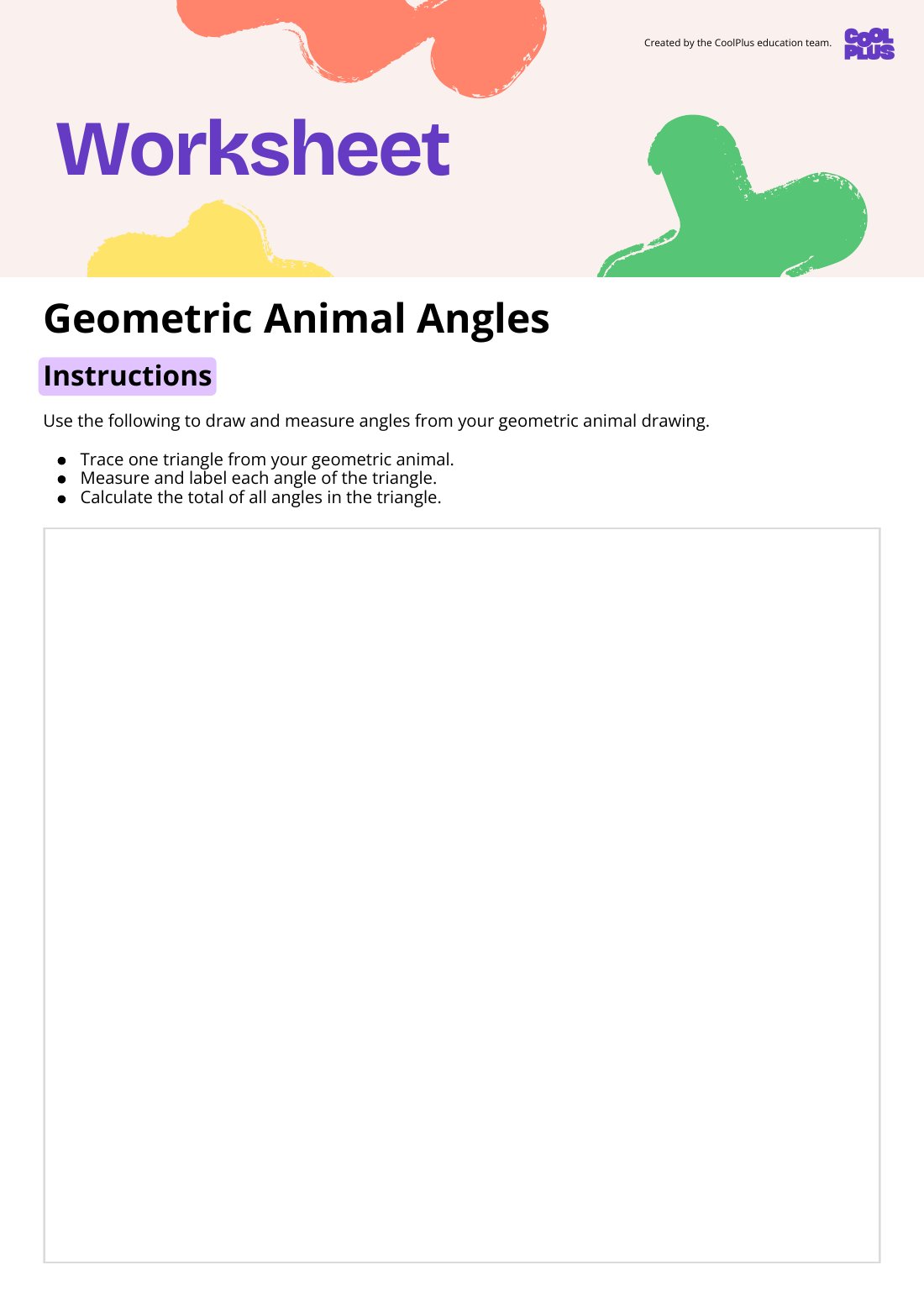 First page of Geometric Animals Worksheet