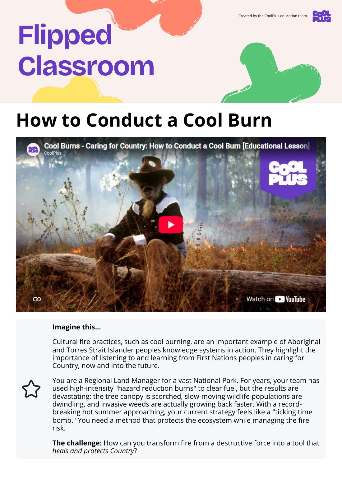 First page of Flipped Classroom How to Conduct a Cool Burn Worksheet
