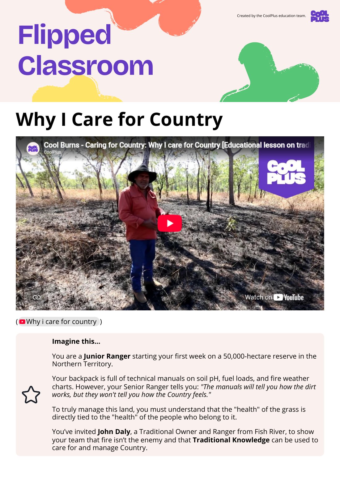 First page of Flipped Classroom Why I Care for Country Worksheet
