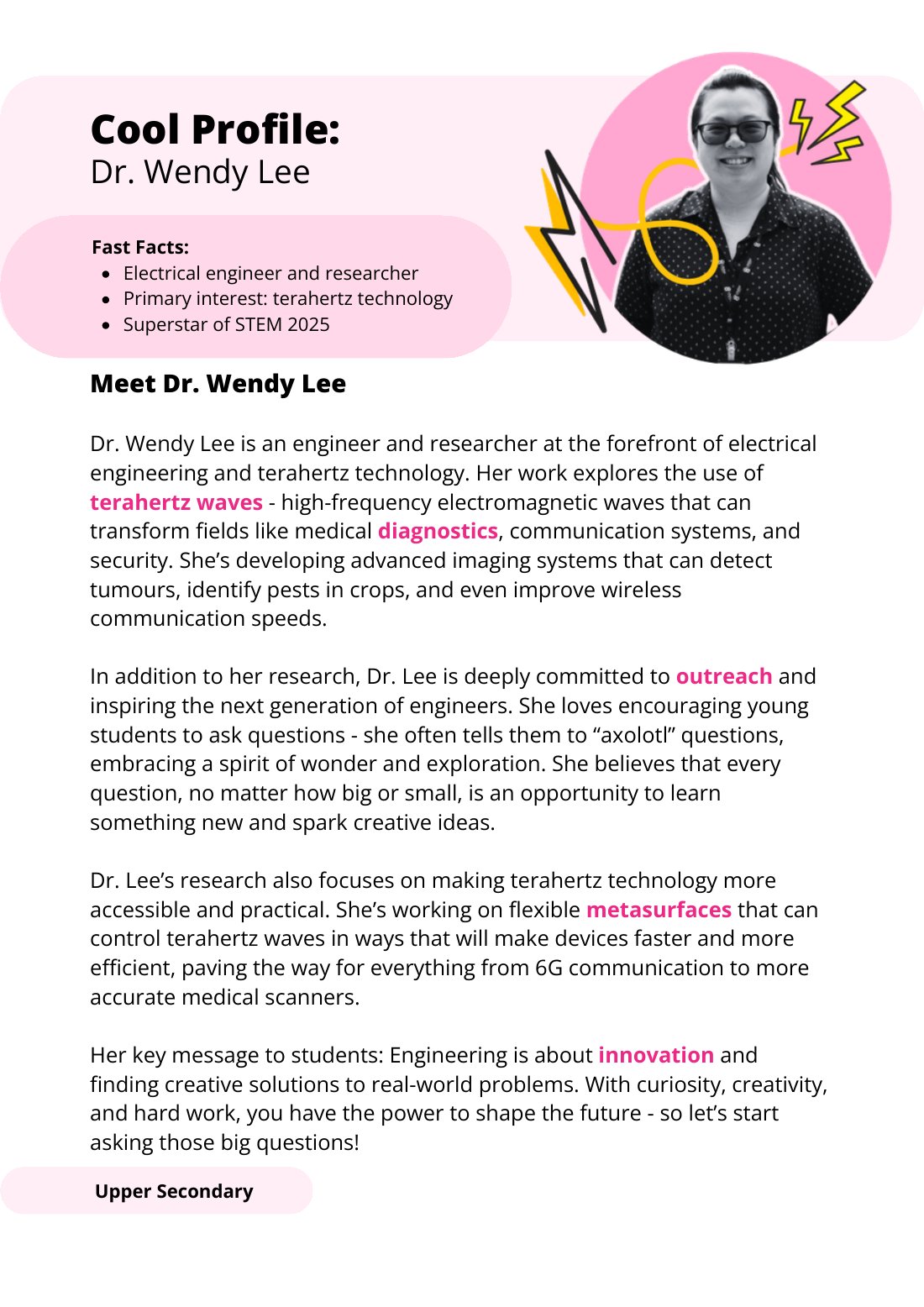 First page of Superstars of STEM Cool Profile Dr Wendy Lee Digital Worksheet