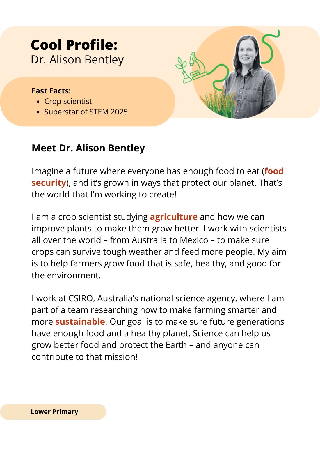 First page of Superstars of STEM Cool Profile Dr Alison Bentley Digital Worksheet