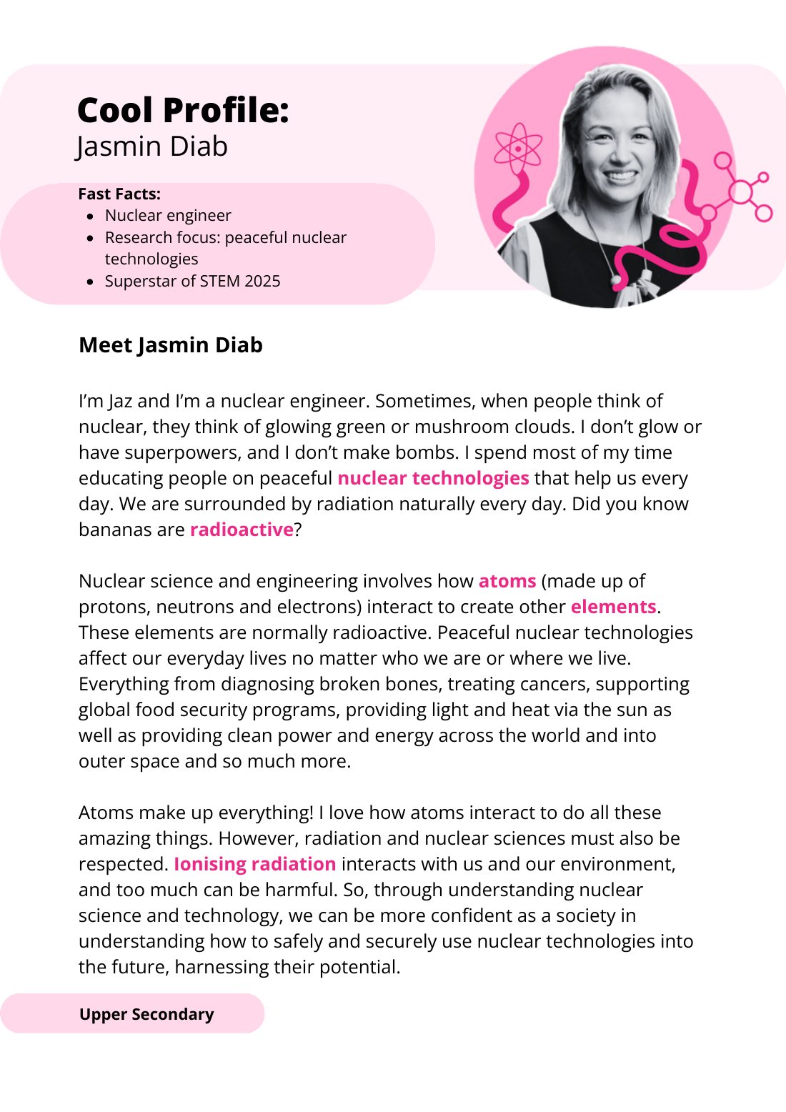 First page of Superstars of STEM Cool Profile Jasmin Diab Digital Worksheet