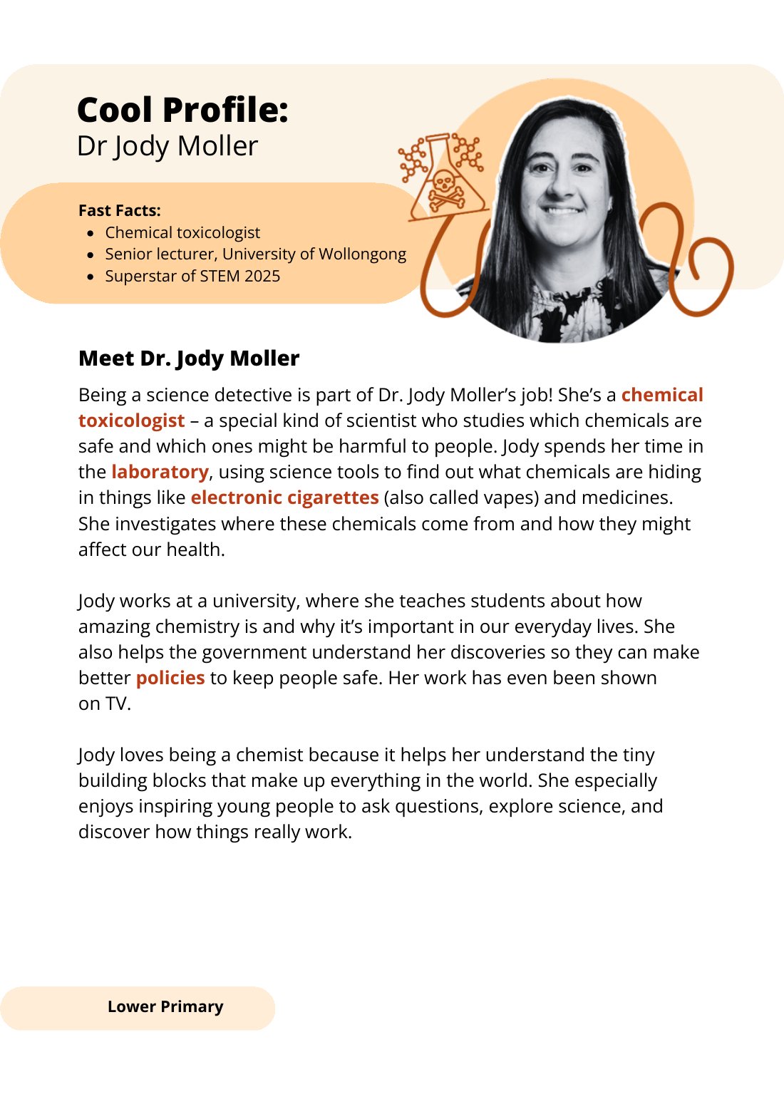 First page of Superstars of STEM Cool Profile Dr Jody Moller Digital Worksheet