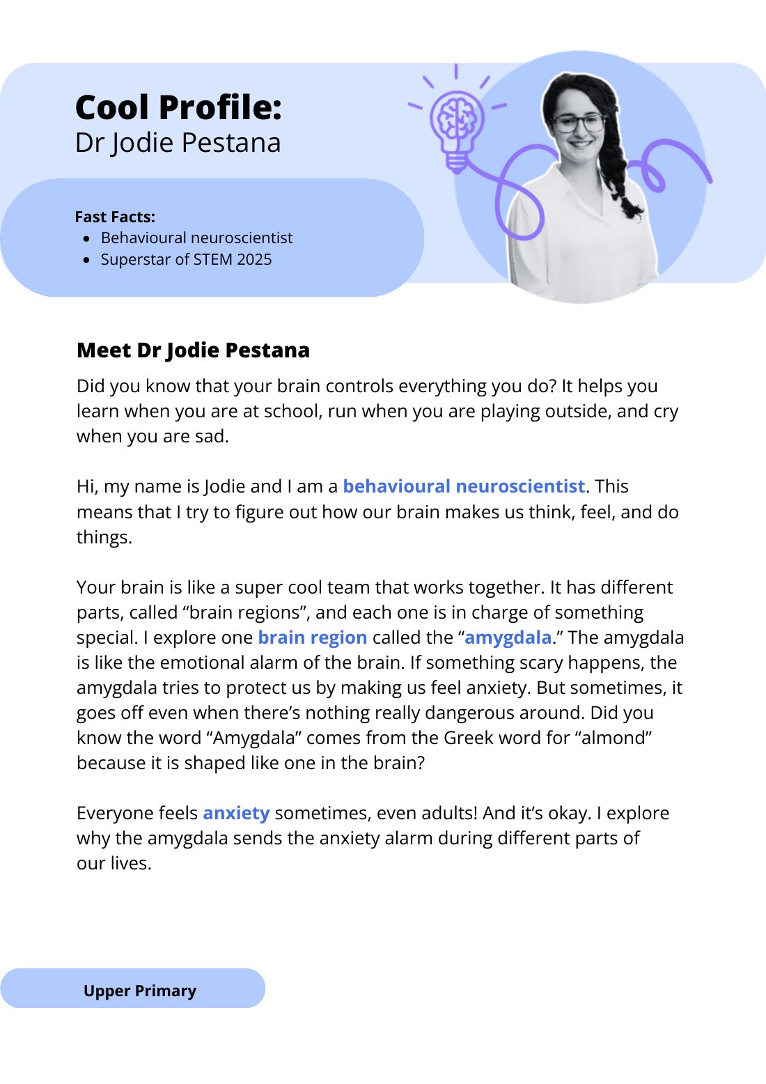 First page of Superstars of STEM Cool Profile Dr Jodie Pestana Digital Worksheet