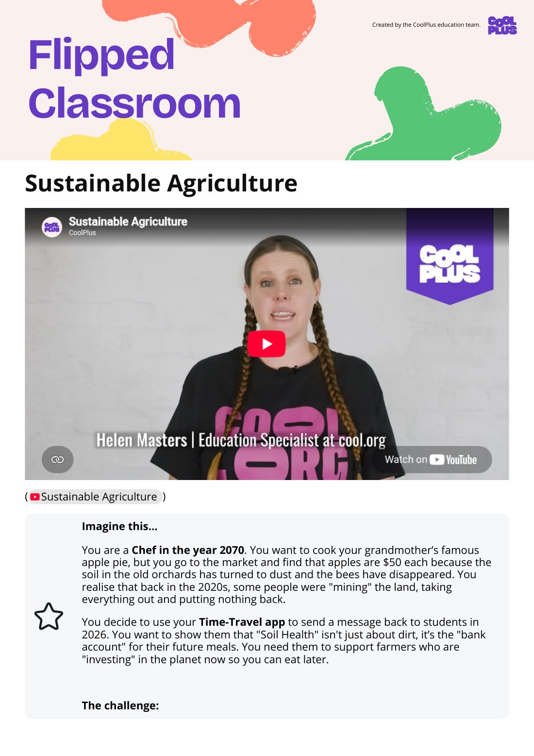 First page of Flipped Classroom Sustainable Agriculture Worksheet