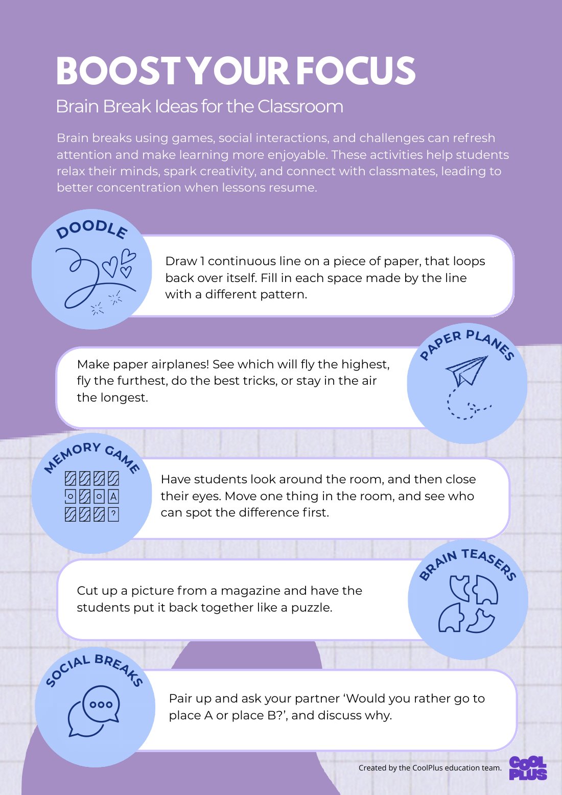 First page of Brain Break Educational Poster