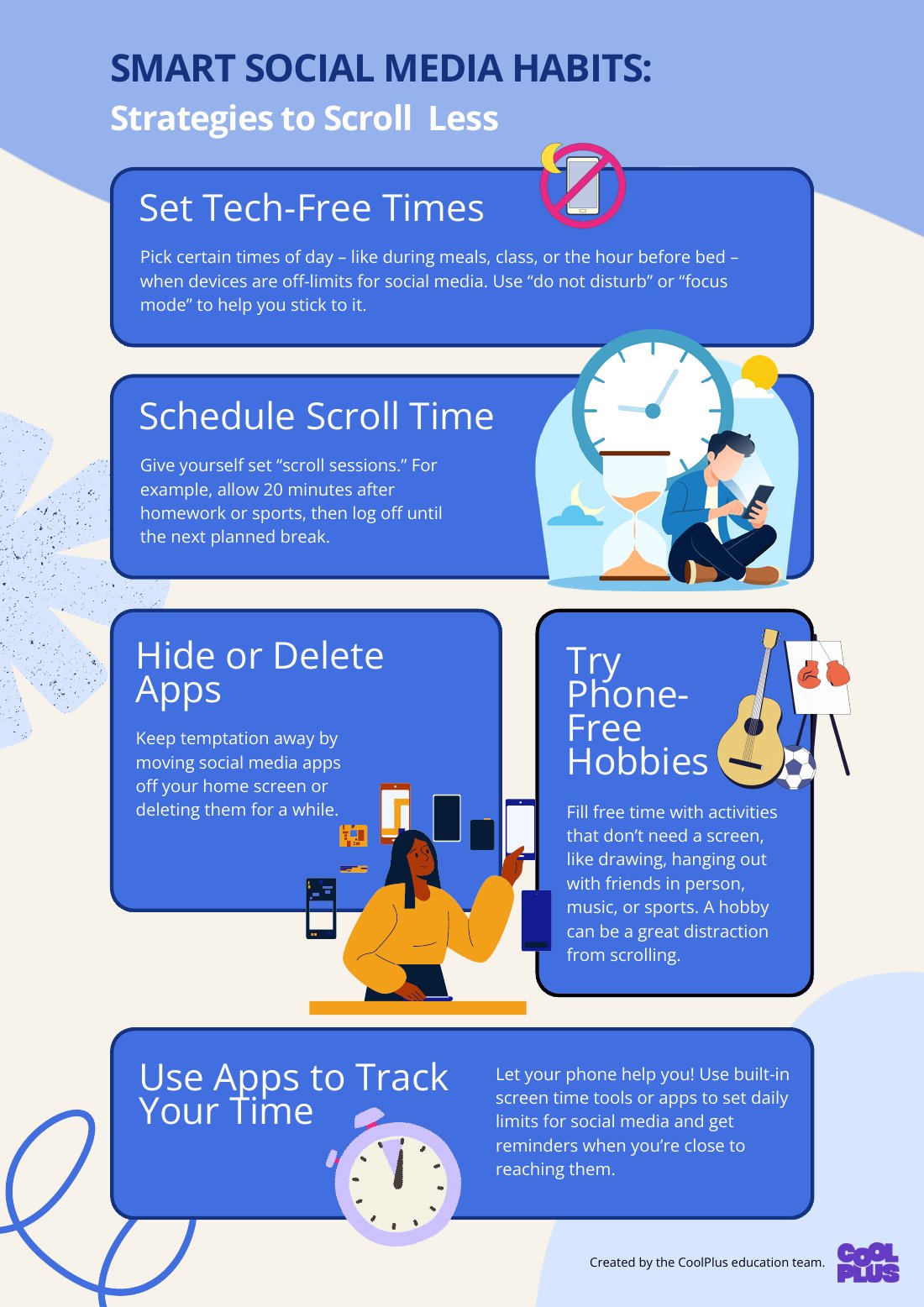 First page of Strategies to Limit Social Media Educational Poster