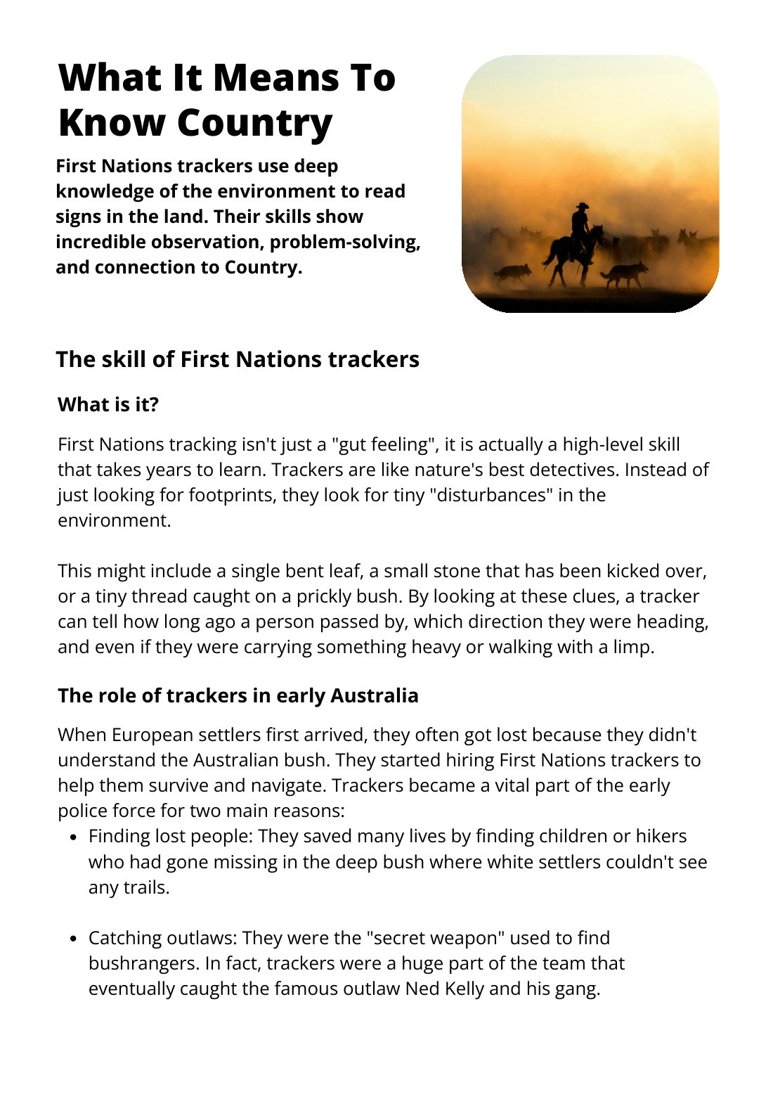 First page of What It Means To Know Country Factsheet