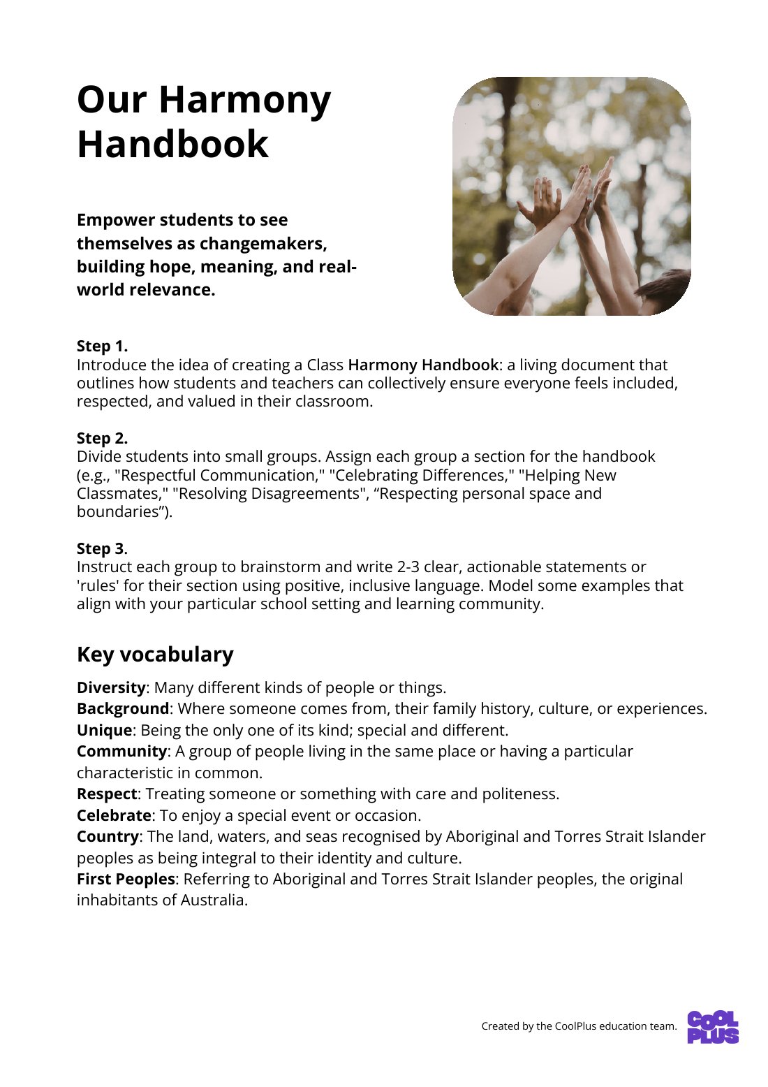 First page of Our Amazing Australian Tapestry Harmony Teacher Factsheet