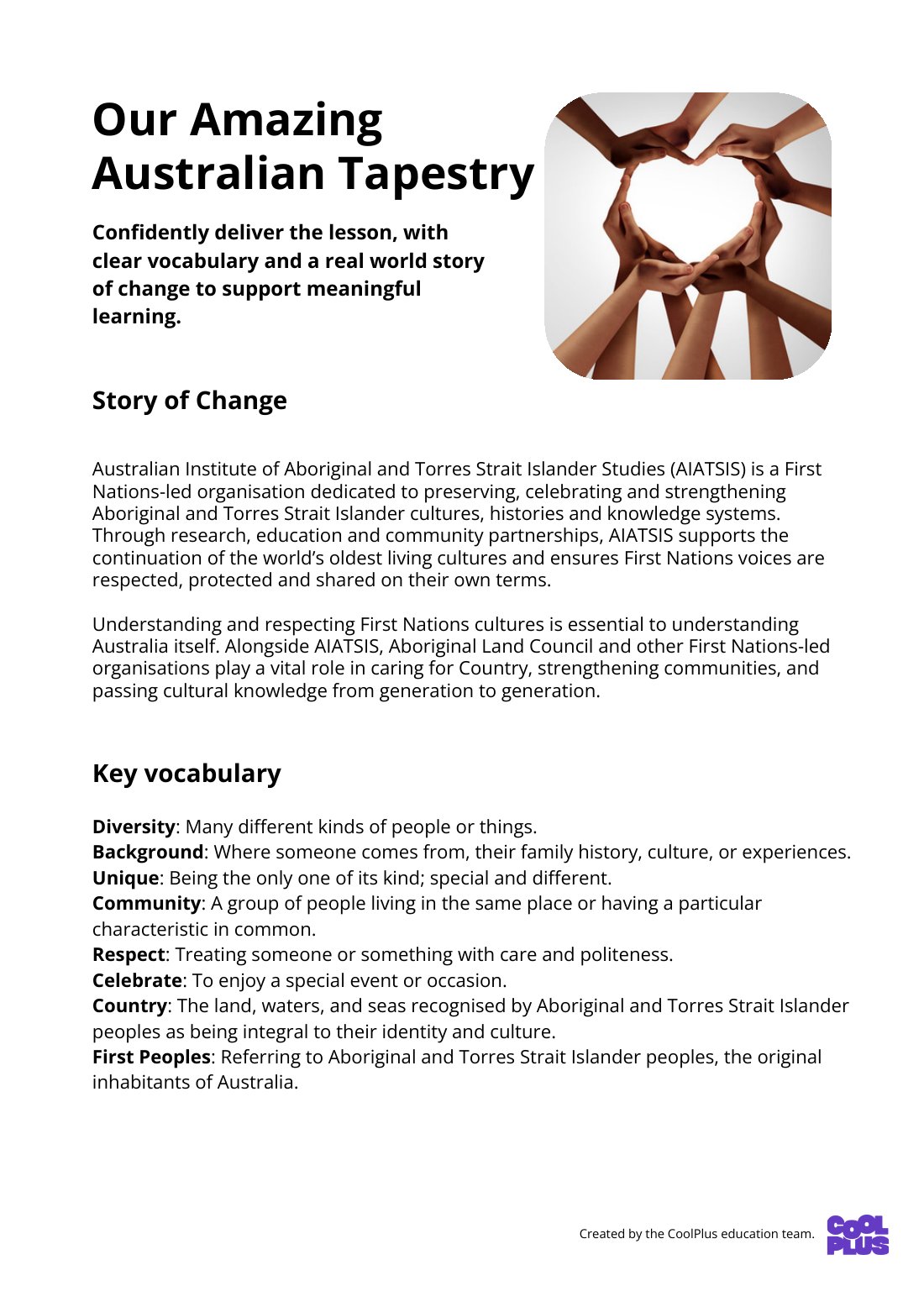 First page of Our Amazing Australian Tapestry Teacher Factsheet