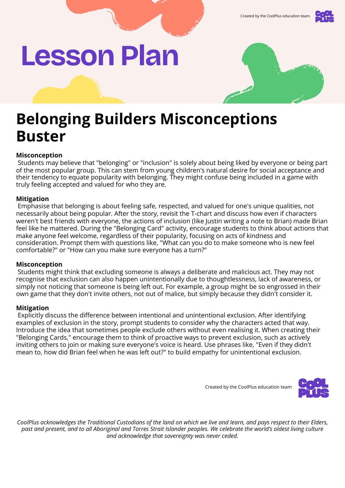 First page of Belonging Builders Misconceptions Buster Factsheet