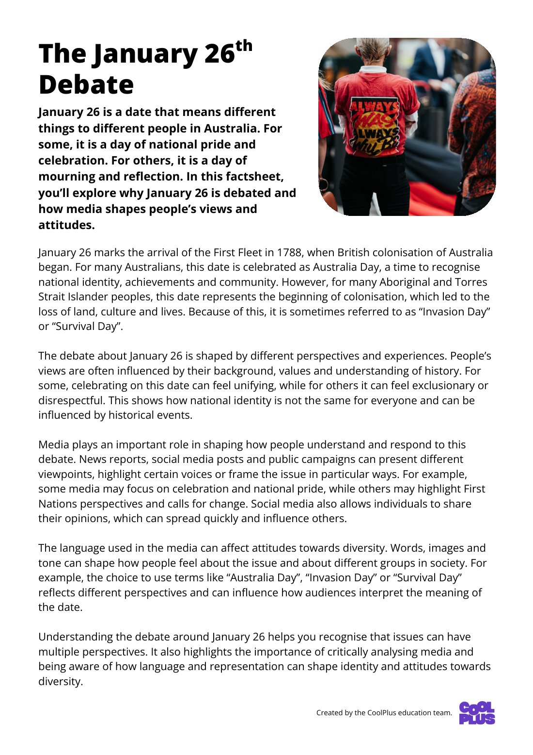 First page of The January 26th Debate Factsheet